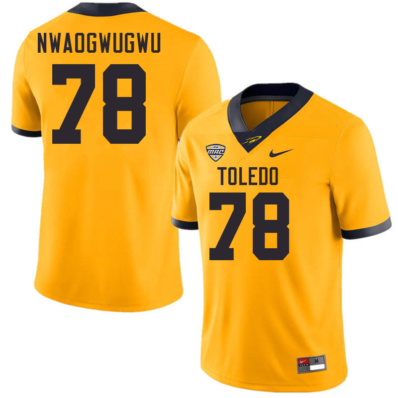 Toledo Rockets #78 David Nwaogwugwu College Football Jerseys Stitched Sale-Gold